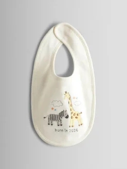 Jojo Maman Bébé Cream Born in 2026 Embroidered Bib Hot