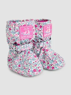 Jojo Maman Bébé Cream Ditsy Print Fleece Lined Booties Online