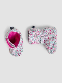 Jojo Maman Bébé Cream Ditsy Print Fleece Lined Booties Online