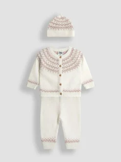 Jojo Maman Bébé Knit 3- Piece Set Cream Fair Isle Clearance