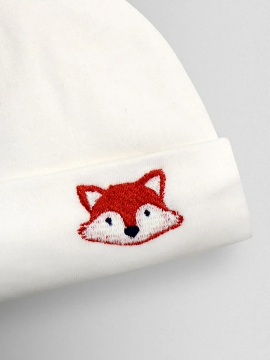 Jojo Maman Bébé Organic Cotton Appliqué Baby Hat Cream Fox Best