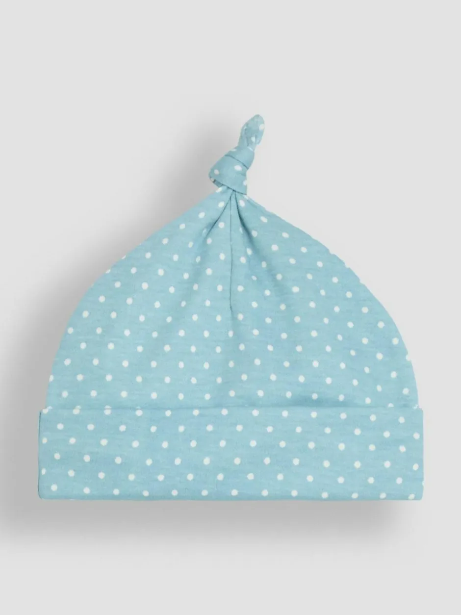 Jojo Maman Bébé Cotton Embroidered Baby Hat Duck Egg Clearance