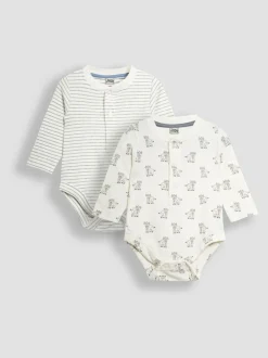 Jojo Maman Bébé Ecru Printed Highland Cow And Striped Bodies 2 Pack Outlet
