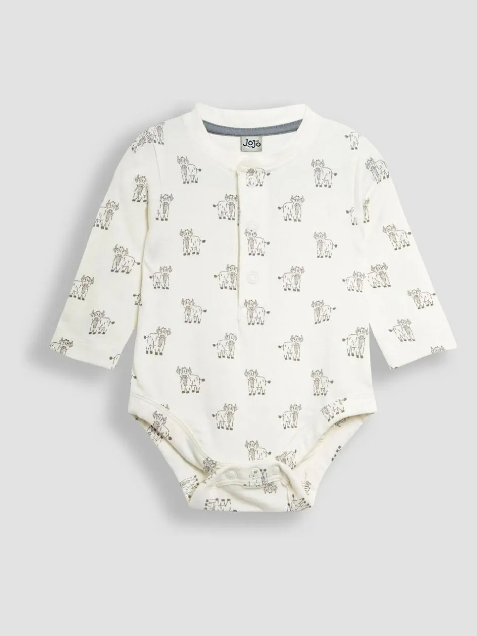 Jojo Maman Bébé Ecru Printed Highland Cow And Striped Bodies 2 Pack Outlet