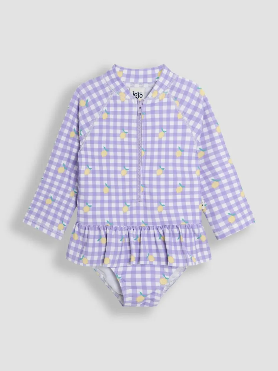 Jojo Maman Bébé Gingham Long Sleeve Swimsuit New