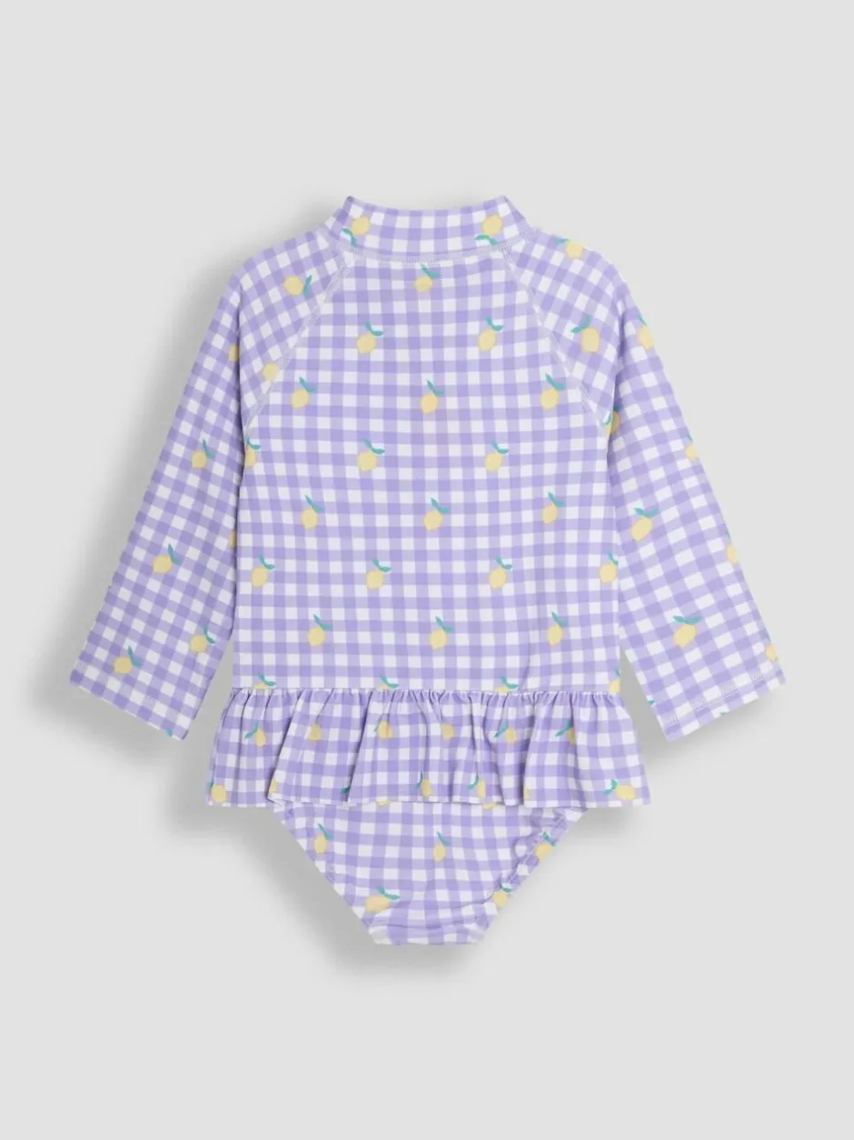 Jojo Maman Bébé Gingham Long Sleeve Swimsuit New