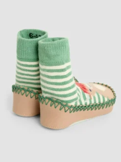 Jojo Maman Bébé Green Highland Cow Moccasin Slipper Socks Sale