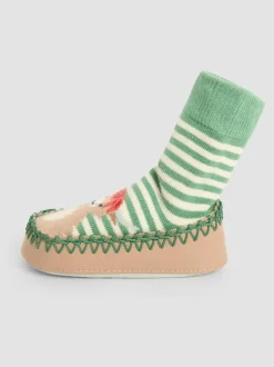 Jojo Maman Bébé Green Highland Cow Moccasin Slipper Socks Sale