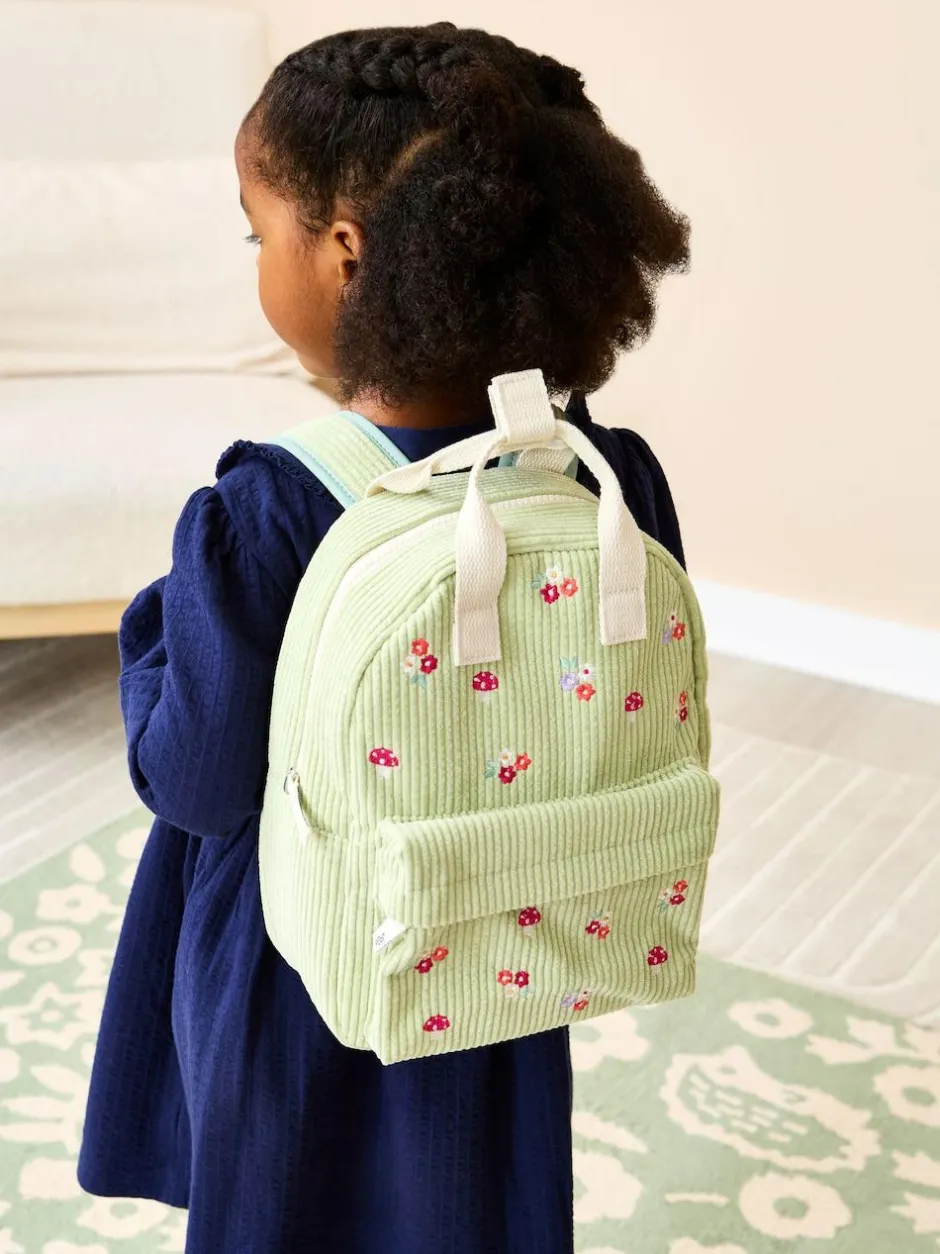 Jojo Maman Bébé Green Woodland Corduroy Embroidered Backpack Clearance