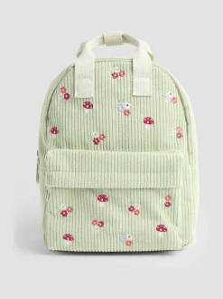 Jojo Maman Bébé Green Woodland Corduroy Embroidered Backpack Clearance