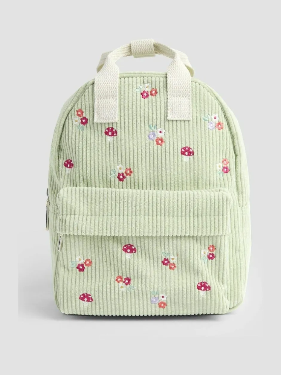 Jojo Maman Bébé Green Woodland Corduroy Embroidered Backpack Clearance
