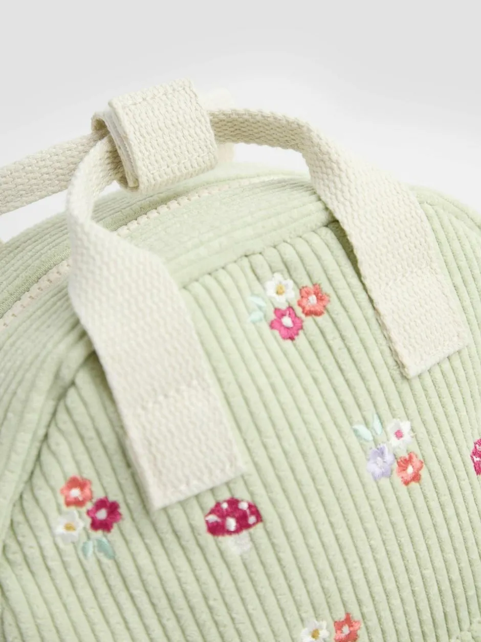 Jojo Maman Bébé Green Woodland Corduroy Embroidered Backpack Clearance