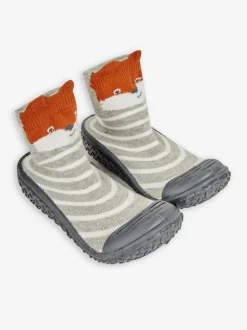 Jojo Maman Bébé Grey Indoor Outdoor Fox Slipper Socks New