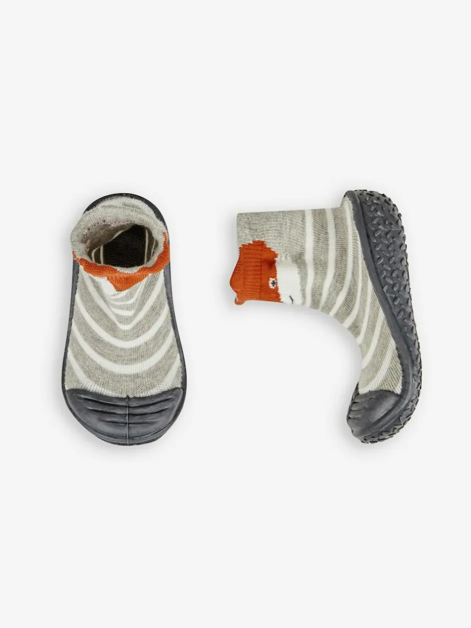Jojo Maman Bébé Grey Indoor Outdoor Fox Slipper Socks New