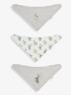 Jojo Maman Bébé Grey Koala 3-Pack Cotton Baby Dribble Bibs Outlet