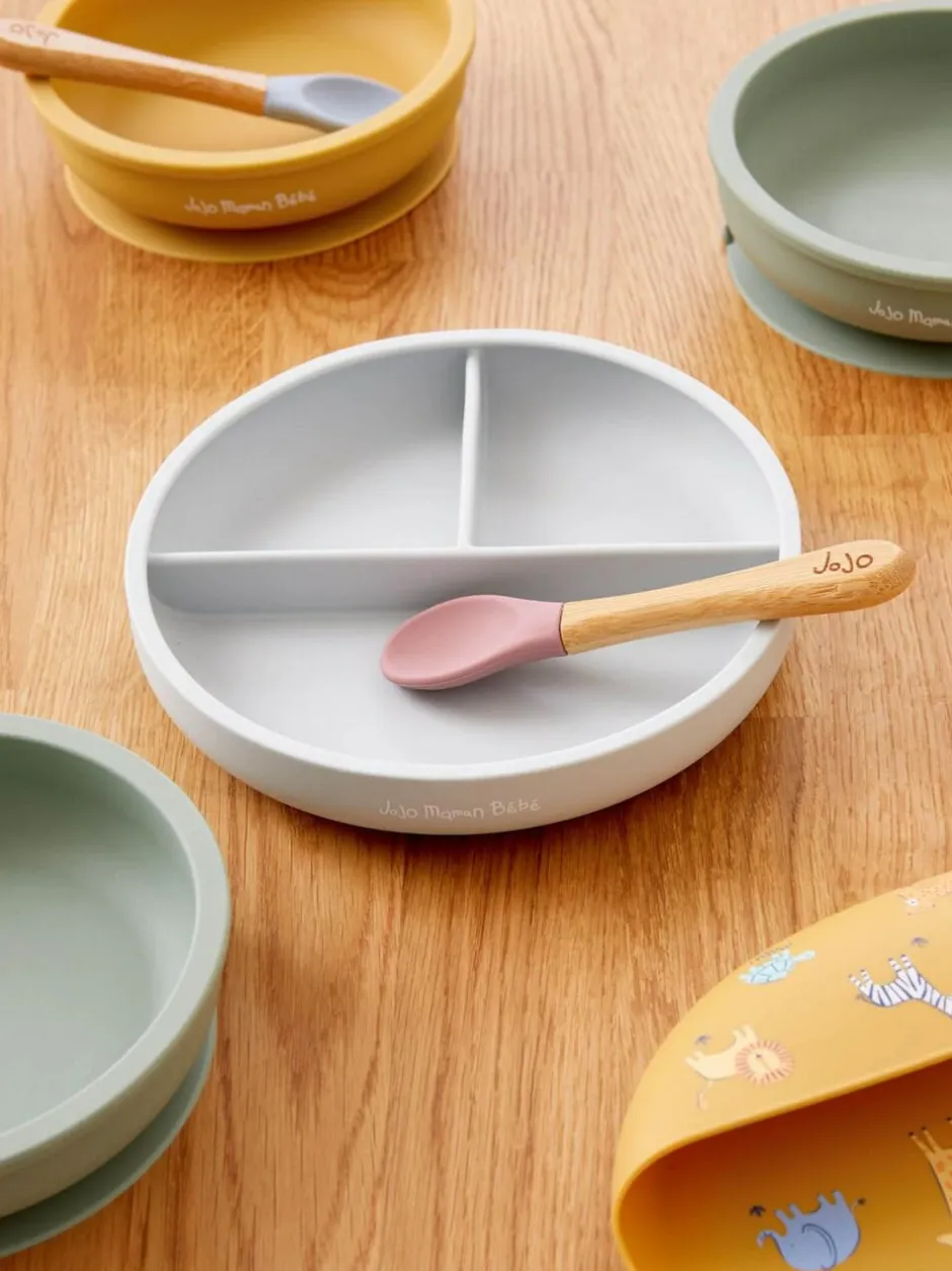 Jojo Maman Bébé Grey Silicone Suction Divided Plate Discount
