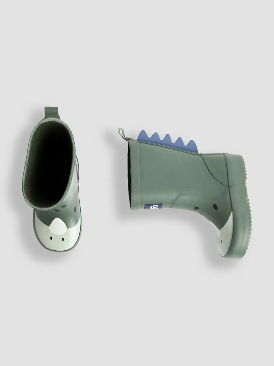 Jojo Maman Bébé Character Wellies Khaki Green Dino Outlet