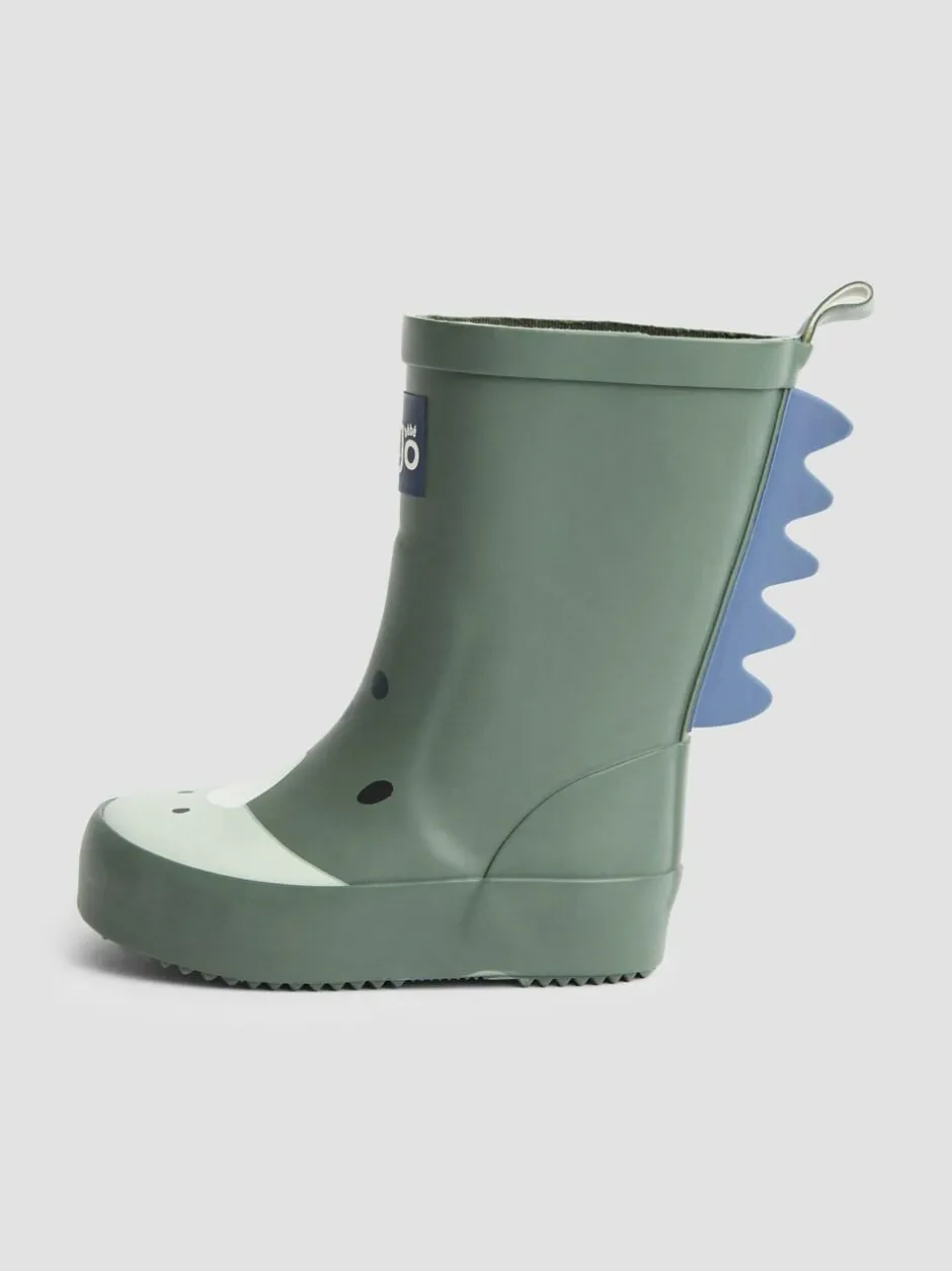 Jojo Maman Bébé Character Wellies Khaki Green Dino Outlet