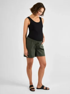 Jojo Maman Bébé Linen Blend Drawstring Waist Maternity Shorts Khaki Sale