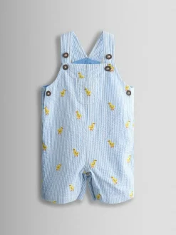 Jojo Maman Bébé Light Blue 2-Piece Chick Embroidered Dungarees & Body Set Hot