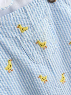 Jojo Maman Bébé Light Blue 2-Piece Chick Embroidered Dungarees & Body Set Hot