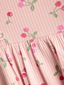 Jojo Maman Bébé Light Pink Cherry Frill Long Sleeve Dress New