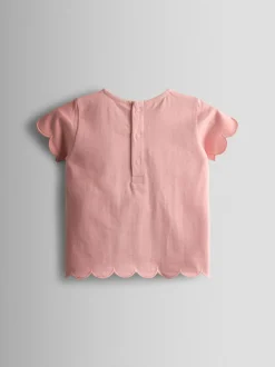 Jojo Maman Bébé Light Pink Applique Scalloped T-shirt Outlet