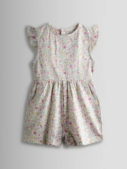 Jojo Maman Bébé Light Pink Ruffle Shoulder Playsuit