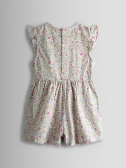 Jojo Maman Bébé Light Pink Ruffle Shoulder Playsuit
