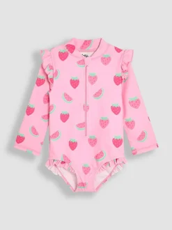Jojo Maman Bébé Multi Strawberry Long Sleeve Swimsuit Discount