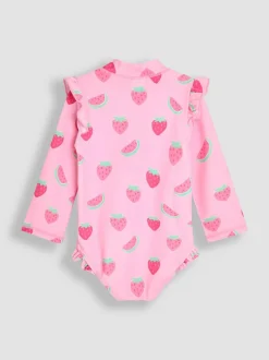 Jojo Maman Bébé Multi Strawberry Long Sleeve Swimsuit Discount