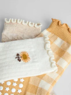 Jojo Maman Bébé 3-Pack Socks Mustard Sunflower