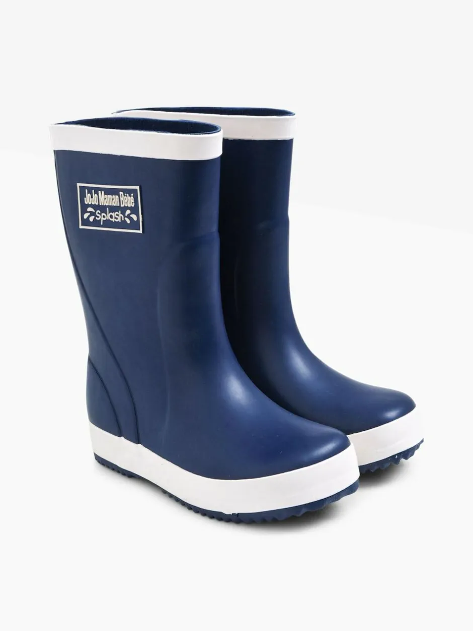 Jojo Maman Bébé Contrast Trim Lined Wellies Navy Blue
