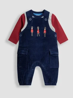 Jojo Maman Bébé Navy Blue 2-Piece Cargo Cord Dungarees & Top Set Best