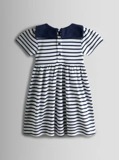 Jojo Maman Bébé Navy Blue Short Sleeve Sailor Dress New