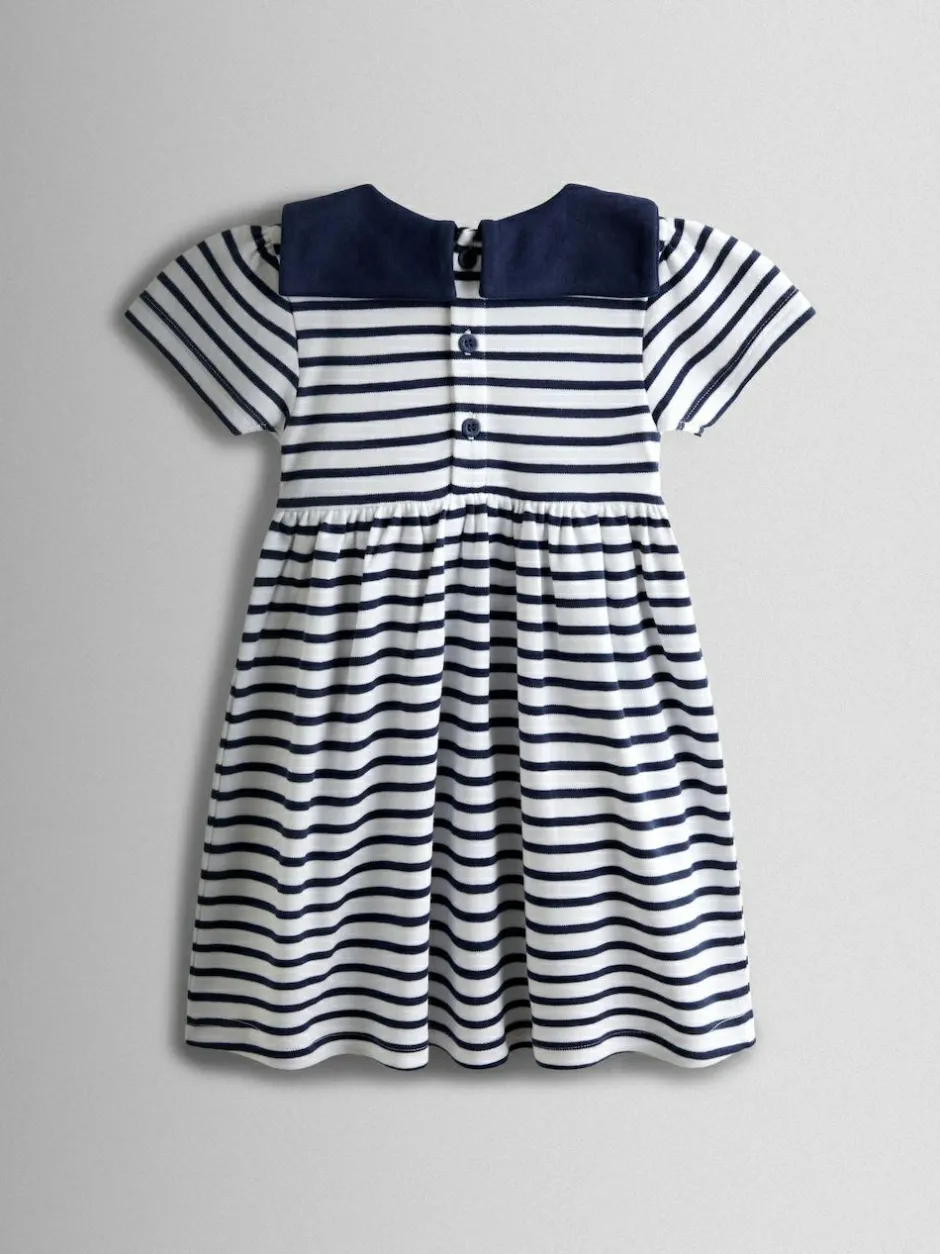 Jojo Maman Bébé Navy Blue Short Sleeve Sailor Dress New