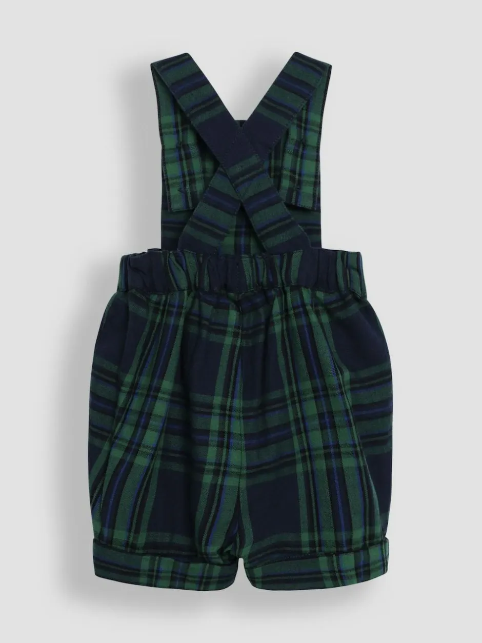 Jojo Maman Bébé Navy Blue Tartan 2-Piece Tartan Dungarees & Body Set
