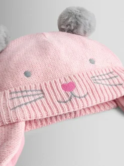 Jojo Maman Bébé Pink Cat Pom Pom Hat Outlet