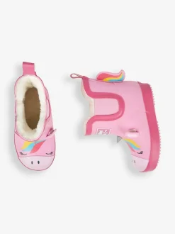 Jojo Maman Bébé Pink Cosy Lined Unicorn Ankle Wellies Outlet