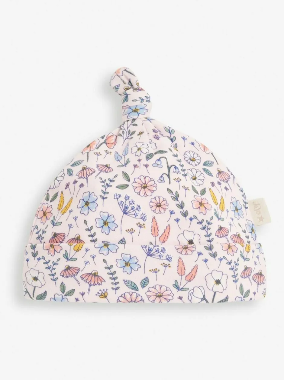 Jojo Maman Bébé Pink Floral Print Cotton Baby Hat Clearance