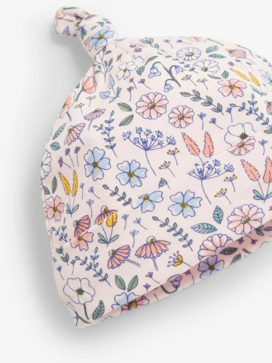 Jojo Maman Bébé Pink Floral Print Cotton Baby Hat Clearance