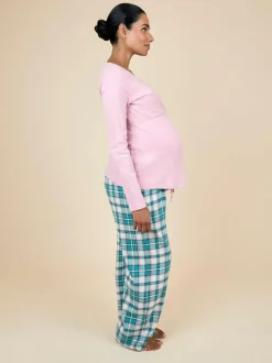 Jojo Maman Bébé Maternity Check Pyjama Set Pink Hot