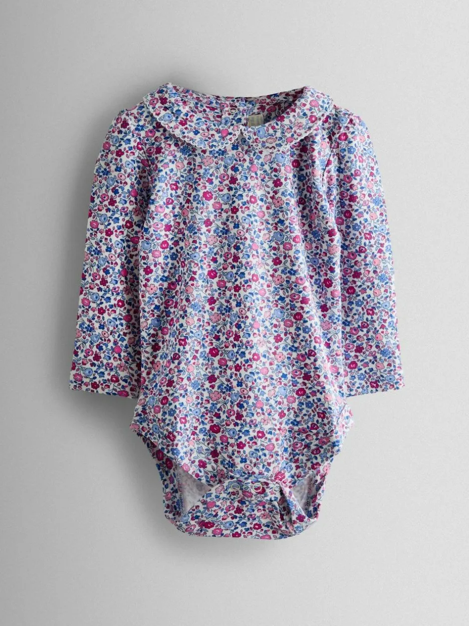 Jojo Maman Bébé Pink 2-Pack Ditsy Floral Peter Pan Bodies New