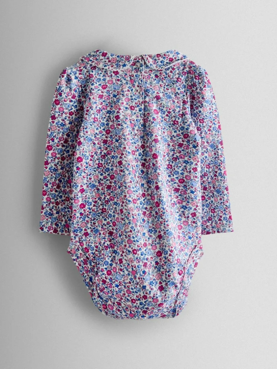 Jojo Maman Bébé Pink 2-Pack Ditsy Floral Peter Pan Bodies New