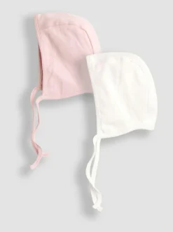 Jojo Maman Bébé Pink 2-Pack Pointelle Bonnets Discount