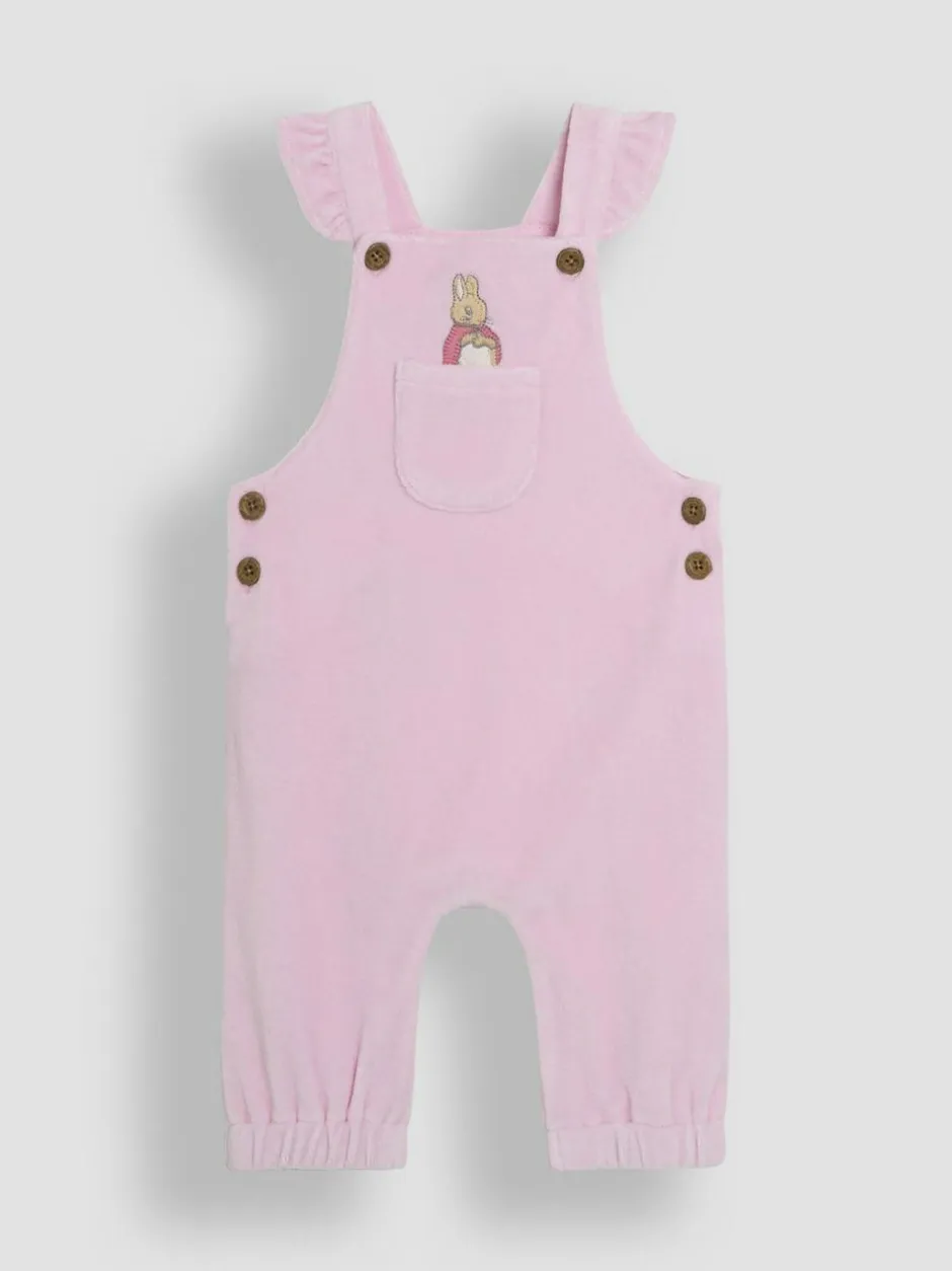 Jojo Maman Bébé Pink Peter Rabbit Appliqué Velour Dungarees and Body Set Online