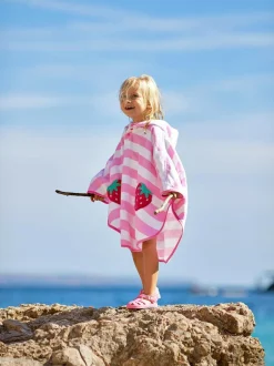 Jojo Maman Bébé Pink Strawberry Towelling Poncho New