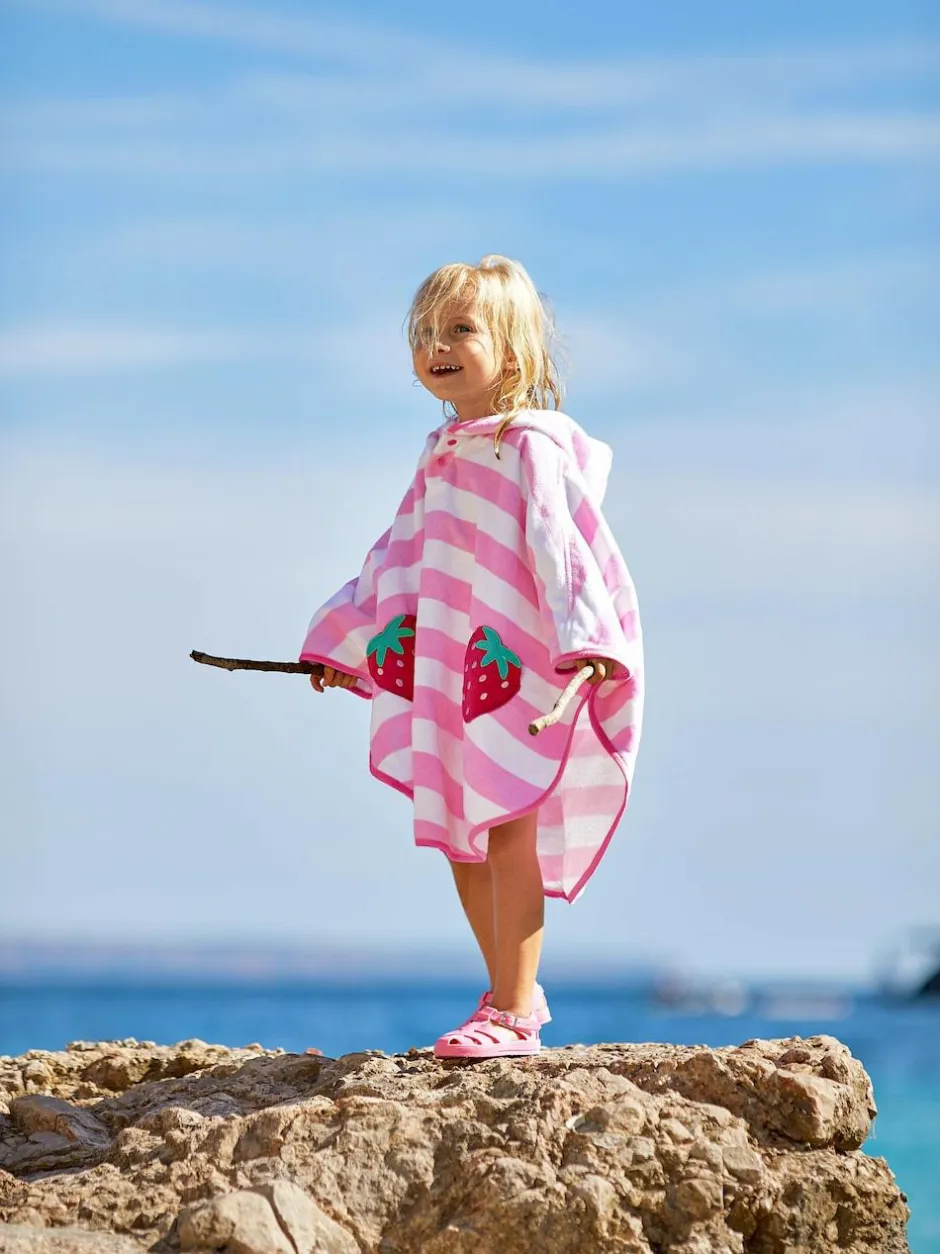 Jojo Maman Bébé Pink Strawberry Towelling Poncho New