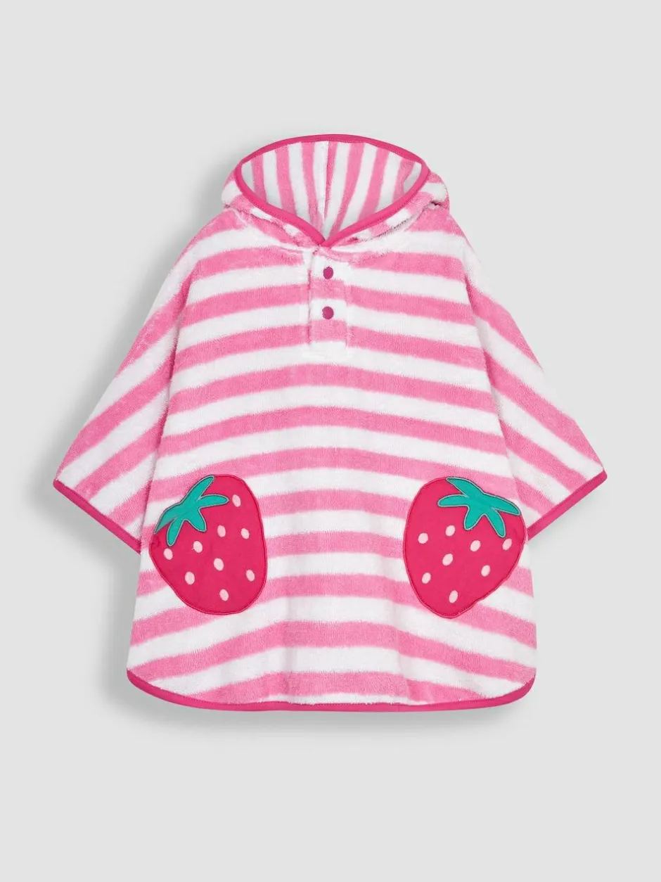 Jojo Maman Bébé Pink Strawberry Towelling Poncho New