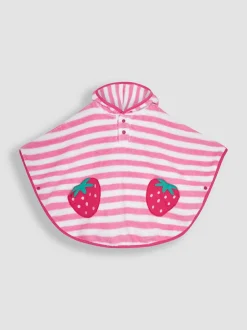 Jojo Maman Bébé Pink Strawberry Towelling Poncho New